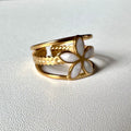 Adjustable Statement white flower ring